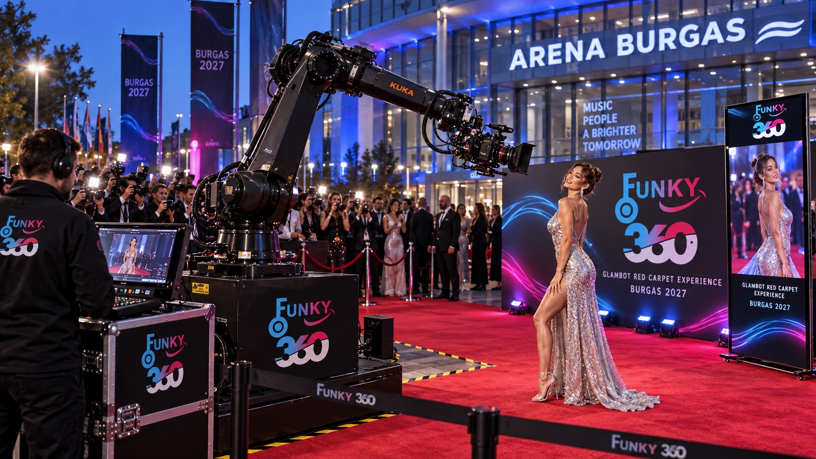 Cinematic Glambot video experience for a red carpet event in Burgas
