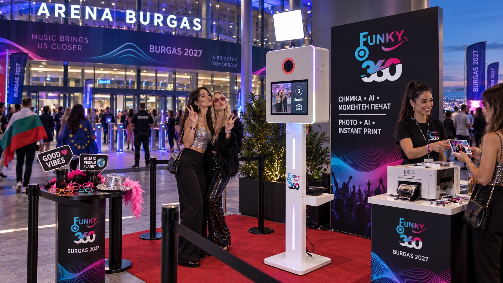 Classic photo booth with instant printing for Eurovision-related events in Burgas